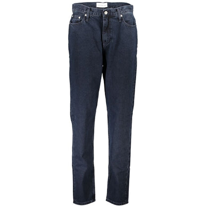Pants by Calvin Klein for women in cotton blue features an understated silhouette, showcasing a sophisticated mom and long with a refined for an understated, polished aesthetic.