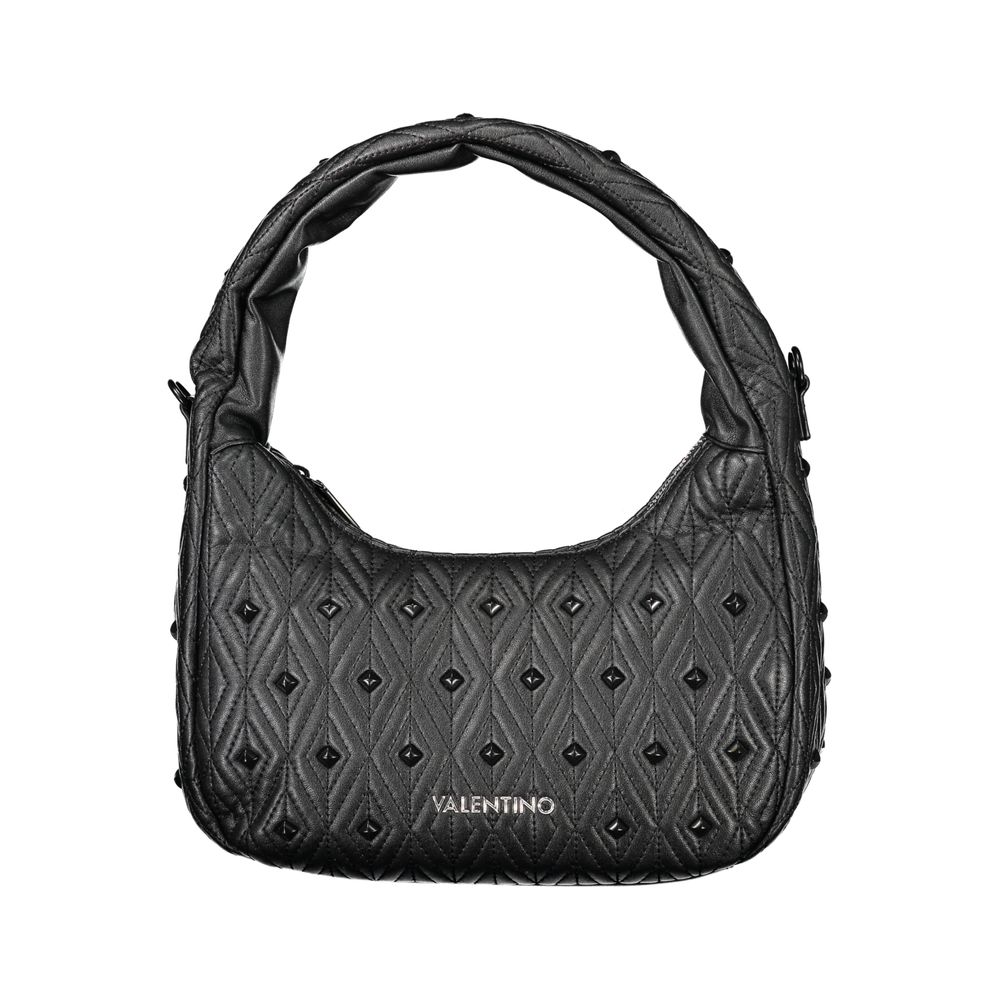 Shoulder Handbag by Mario Valentino for women in polyester & polyethylene black & signature features an refined silhouette, showcasing a secure zipper, ample internal-pockets, and versatile shoulder-strap, adjustable-strap & handle for a sophisticated refined aesthetic.