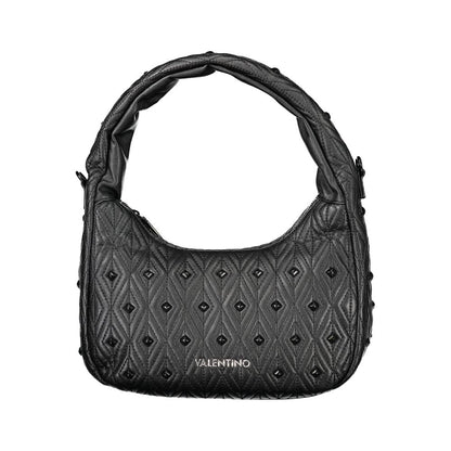 Shoulder Handbag by Mario Valentino for women in polyester & polyethylene black & signature features an refined silhouette, showcasing a secure zipper, ample internal-pockets, and versatile shoulder-strap, adjustable-strap & handle for a sophisticated refined aesthetic.