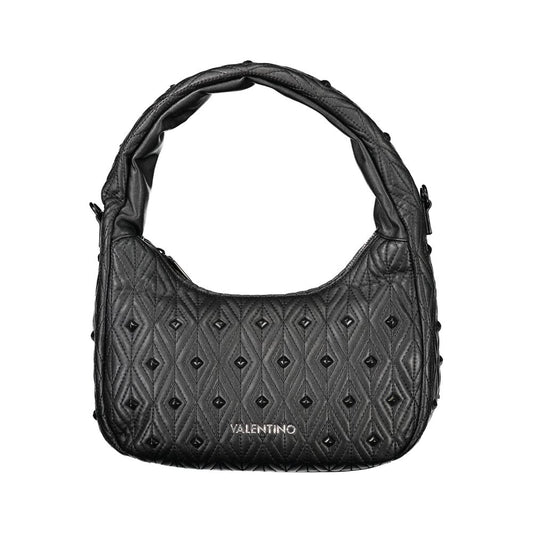 Shoulder Handbag by Mario Valentino for women in polyester & polyethylene black & signature features an refined silhouette, showcasing a secure zipper, ample internal-pockets, and versatile shoulder-strap, adjustable-strap & handle for a sophisticated refined aesthetic.