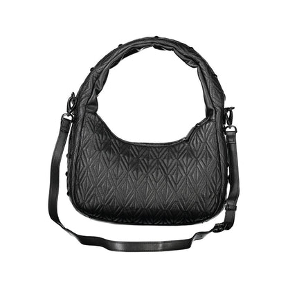 Shoulder Handbag by Mario Valentino for women in polyester & polyethylene black & signature features a exquisite silhouette, showcasing a secure zipper and exquisite internal-pockets with versatile shoulder-strap, adjustable-strap & handle for a exquisite finish.