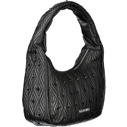 Shoulder Handbag by Mario Valentino for women in polyester & polyethylene black & signature features a ornamental silhouette, showcasing a secure zipper, ample internal-pockets, and ornamental shoulder-strap, adjustable-strap & handle for a sophisticated look.