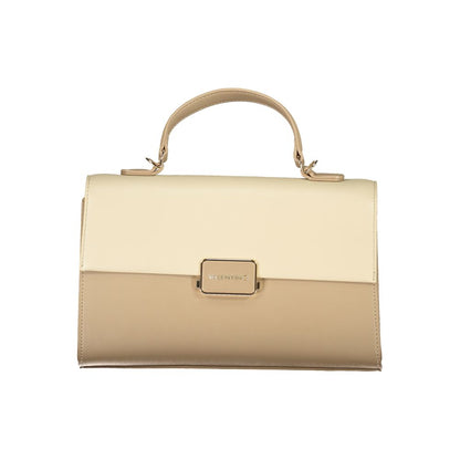 Handbag by Mario Valentino for women in polyethylene beige features an refined silhouette, showcasing a secure snap, ample built-in-compartments & internal-pockets, and versatile shoulder-strap, handle & adjustable-strap for a sophisticated refined aesthetic.