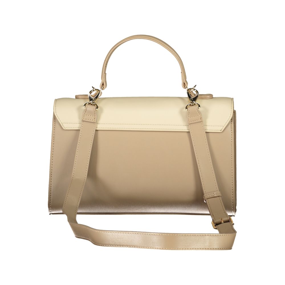 Handbag by Mario Valentino for women in polyethylene beige features a refined silhouette, showcasing a secure snap, organized built-in-compartments & internal-pockets, and versatile shoulder-strap, handle & adjustable-strap for a refined finish.