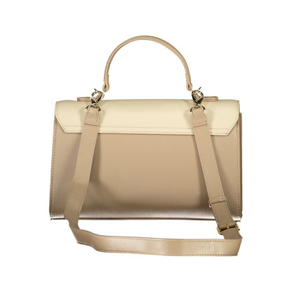 Handbag by Mario Valentino for women in polyethylene beige features a refined silhouette, showcasing a secure snap, organized built-in-compartments & internal-pockets, and versatile shoulder-strap, handle & adjustable-strap for a refined finish.