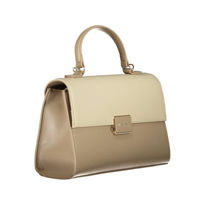This Handbag by Mario Valentino for women in polyethylene and beige presents a sculptural silhouette featuring a secure snap, ample built-in-compartments & internal-pockets, and versatile shoulder-strap, handle & adjustable-strap for a sculptural finish.