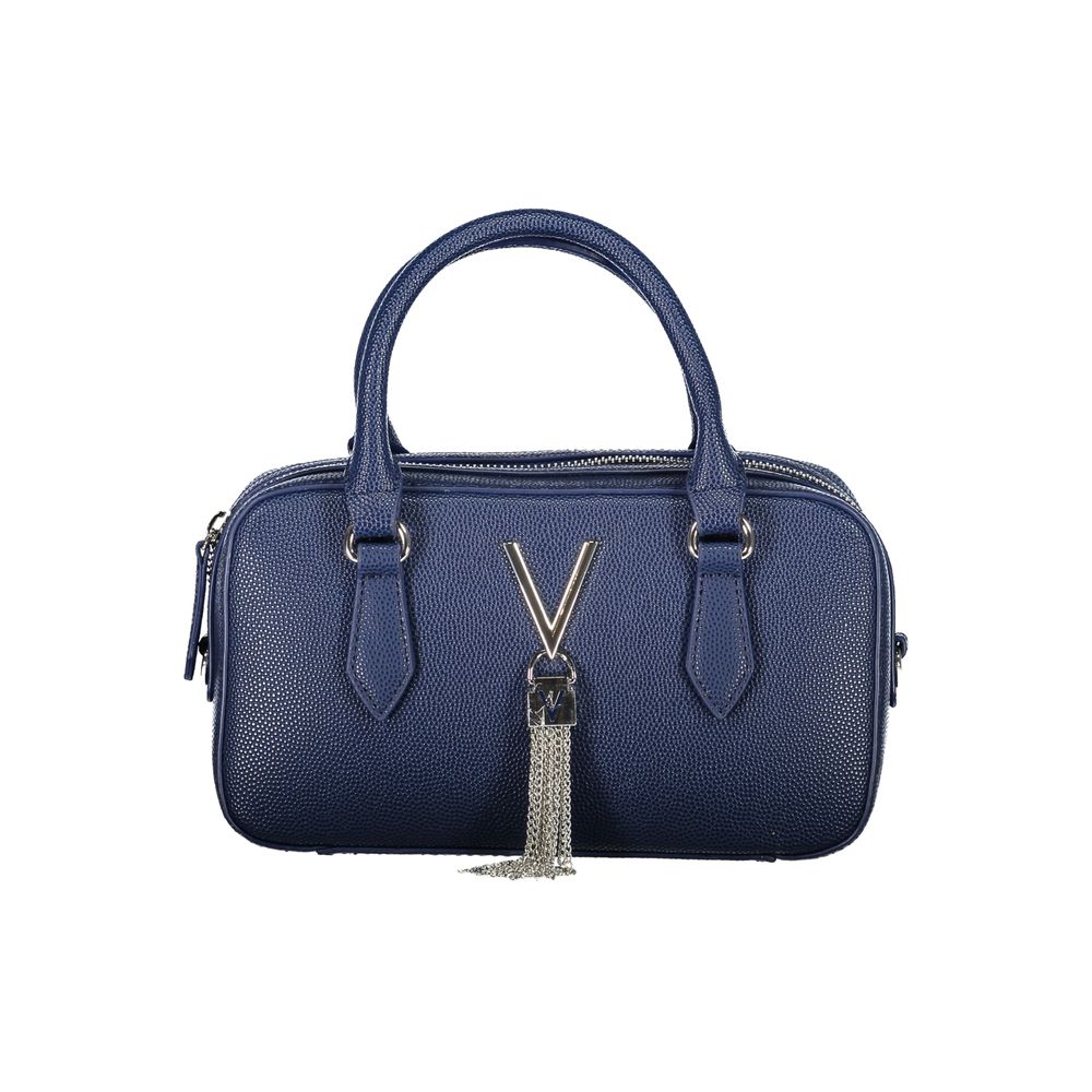 Handbag by Mario Valentino for women in polyethylene blue features a refined silhouette, showcasing a secure zipper, organized internal-pockets, and versatile shoulder-strap, adjustable-strap & handle for a refined finish.