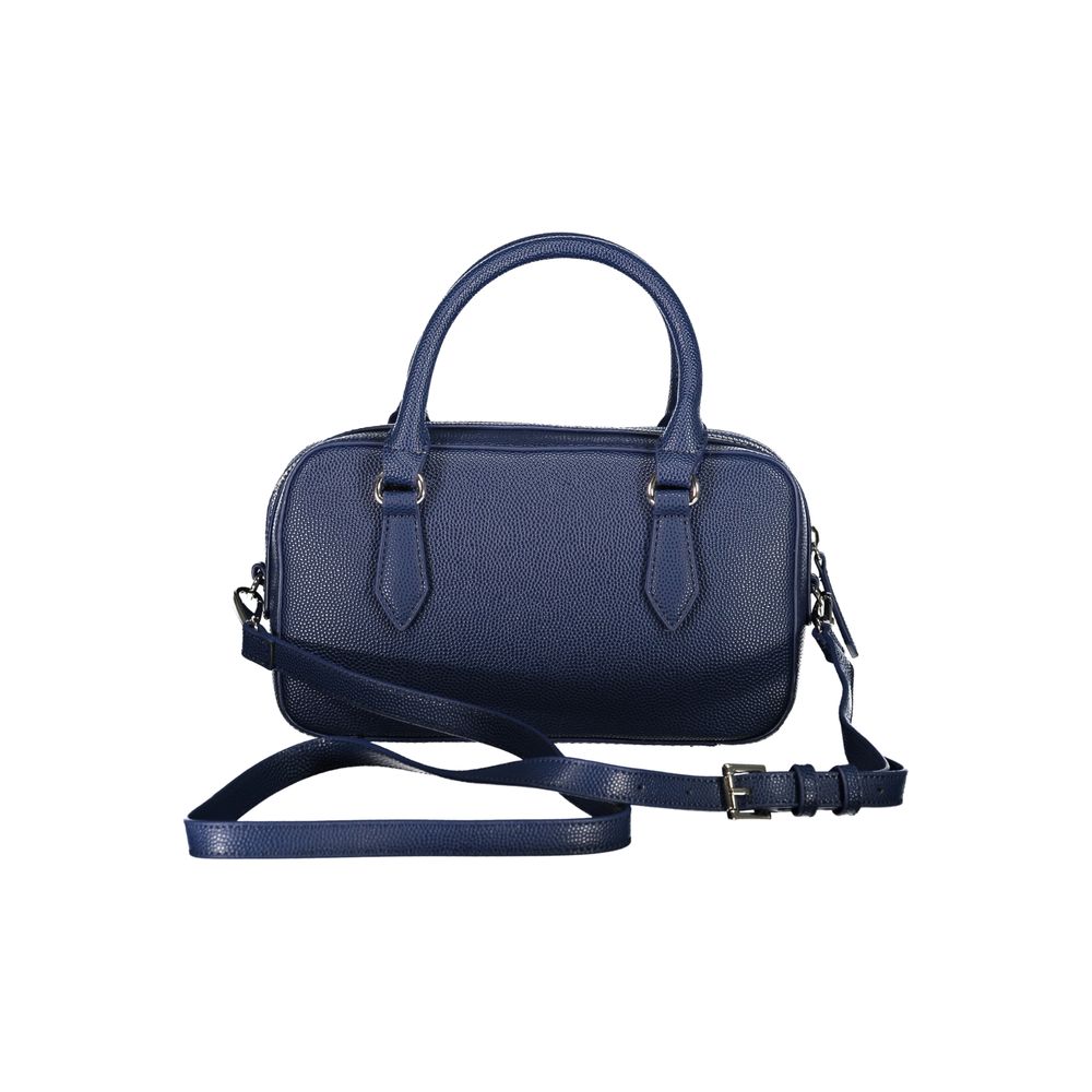 This Handbag by Mario Valentino for women in polyethylene and blue presents a sculptural silhouette featuring a secure zipper, ample internal-pockets, and versatile shoulder-strap, adjustable-strap & handle for a sculptural finish.