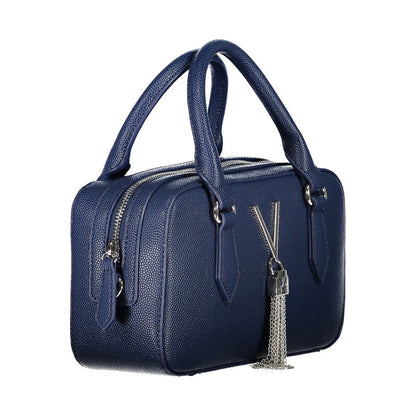 Handbag by Mario Valentino for women in polyethylene blue features an refined silhouette, showcasing a secure zipper, ample internal-pockets, and versatile shoulder-strap, adjustable-strap & handle for a sophisticated refined aesthetic.