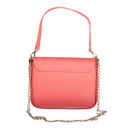 Handbag by Mario Valentino for women in polyethylene pink features a ornamental silhouette, showcasing a secure zipper & magnetic, ample built-in-compartments, external-pockets & cardholder, and ornamental handle for a sophisticated look.