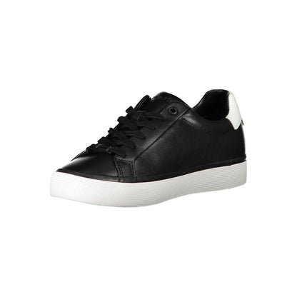 Sneakers by Calvin Klein for women in polyester polyethylene leather black features an opulent silhouette from the Women's Fashion Polyester Polyethylene Leather Sneakers collection, showcasing a signature fashion style with an opulent finish.
