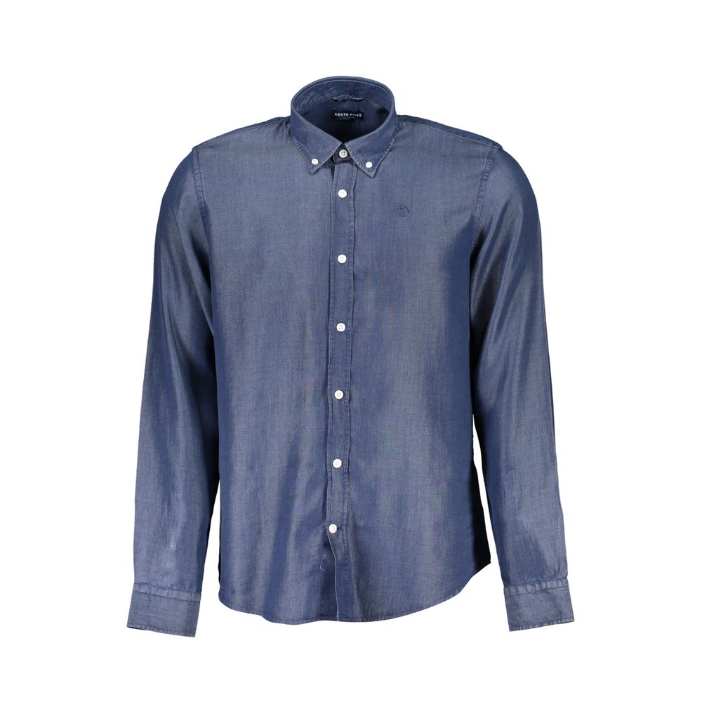 Shirt by North Sails for men in stretch organic cotton denim & lyocell blue presents a discerning silhouette, showcasing a sophisticated button-down-collar neckline and long-sleeve for a truly discerning finish.
