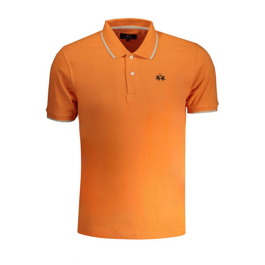 Polo Shirt by La Martina for men in cotton orange presents a crisp silhouette, artfully detailed with a crisp and crisp .