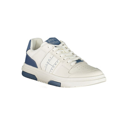 Sneakers by Tommy Hilfiger for men in polyester polyethylene leather blue, white & signature presents a sumptuous silhouette as Men's Fashion Polyester Polyethylene Leather Sneakers, expertly defined by a sumptuous fashion style for a sumptuous, high-fashion look.