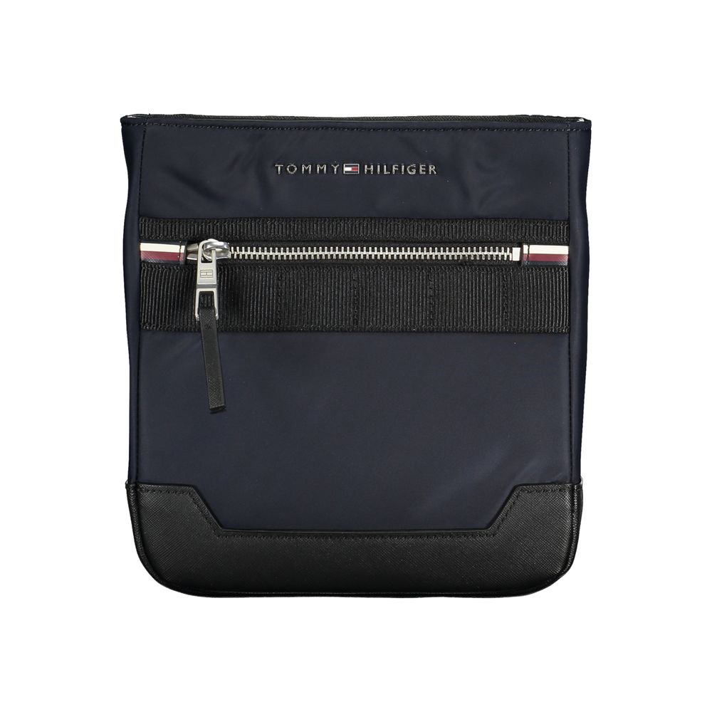 Shoulder Bag by Tommy Hilfiger for men in polyester & polyethylene blue presents a statuesque silhouette, showcasing a secure zipper and statuesque external-pockets & internal-pockets with versatile shoulder-strap & adjustable-strap for a sophisticated look.
