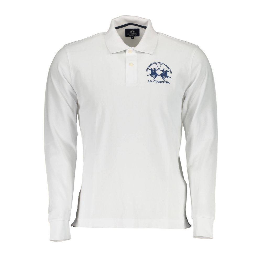 This Polo Shirt by La Martina for men in stretch cotton white & signature presents a flawless silhouette, showcasing flawless long-sleeve detailing and a refined for a truly flawless aesthetic.