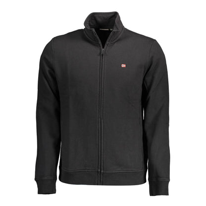 Sweatshirt by Napapijri for men in cotton polyester black showcases a slouchy chic silhouette, artfully detailed with a slouchy chic wrap neckline and long-sleeve for a slouchy chic finish.