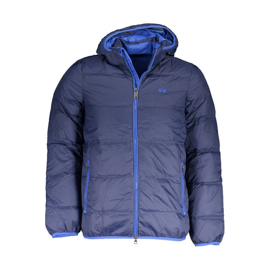 Hooded Jacket by La Martina for men in polyamide blue showcases a enveloping silhouette, artfully detailed with a enveloping hooded neckline and premium pockets & hooded for a truly enveloping finish.