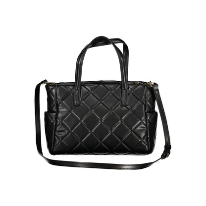 Handbag by Mario Valentino for women in polyethylene black presents a ornamental silhouette, showcasing a secure zipper, ample built-in-compartments, external-pockets & internal-pockets, and versatile shoulder-strap & adjustable-strap for a ornamental finish.