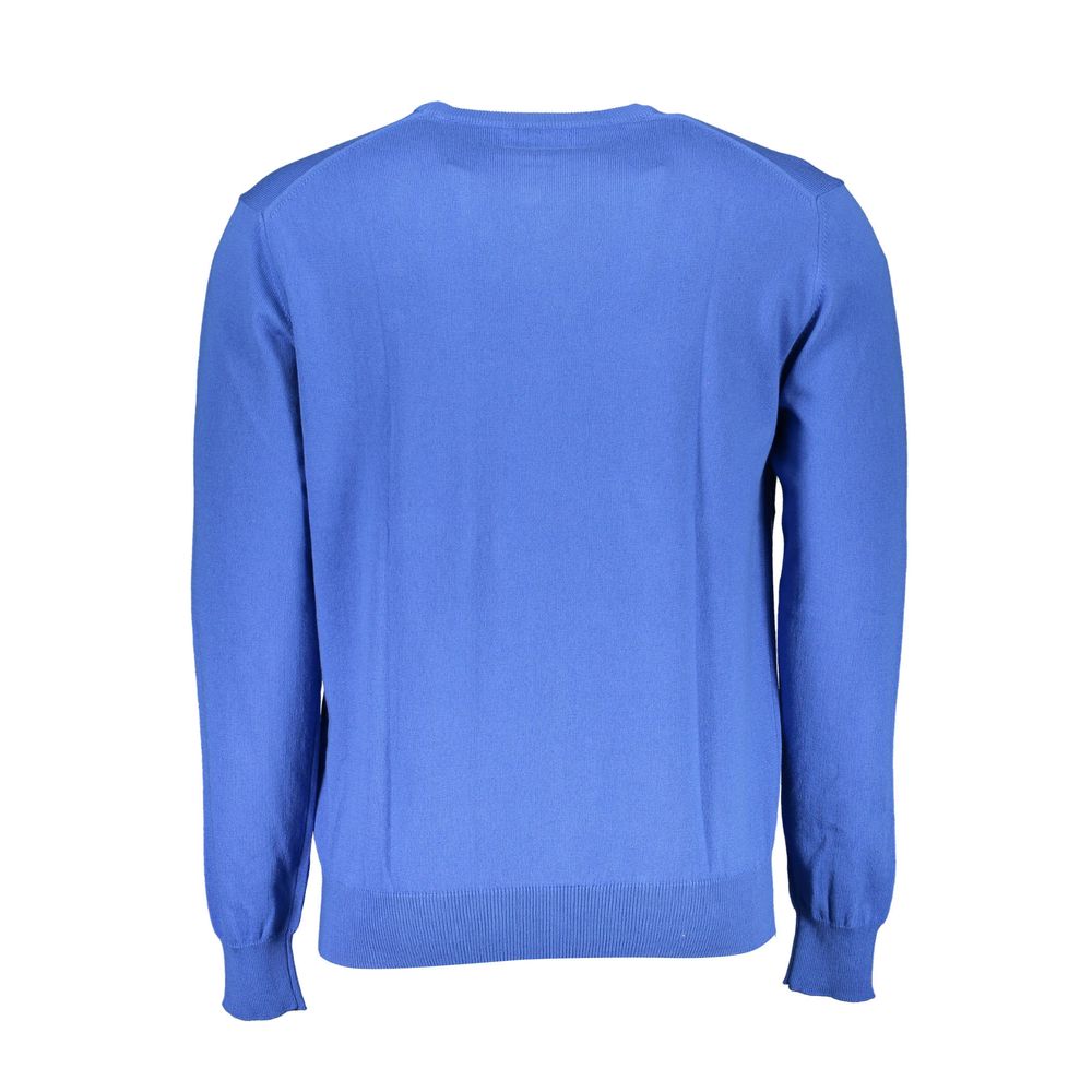Sweater by La Martina for men in cotton blue features an polished silhouette, showcasing refined and a sophisticated round neckline for a truly polished finish.