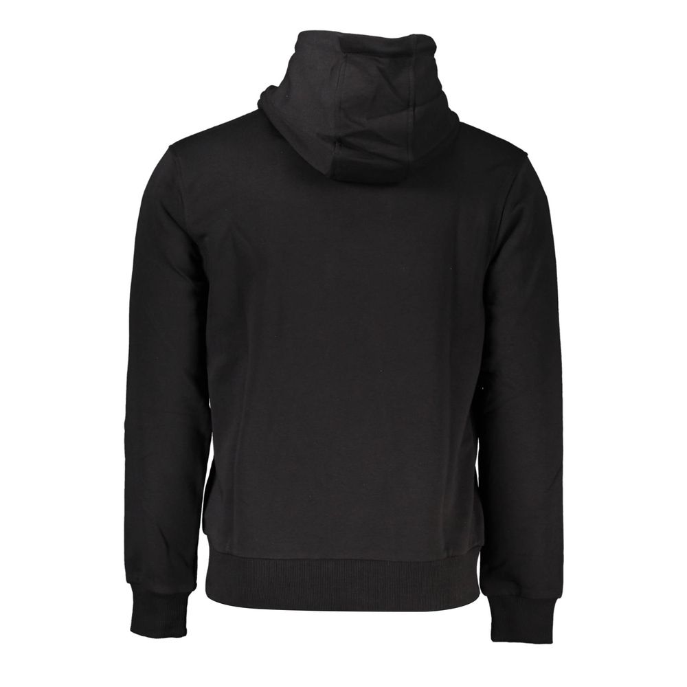 Hooded Sweatshirt Sweater by Cavalli Class for men in denim cotton black showcases a discreet silhouette, finished with a discreet and for a discreet look.