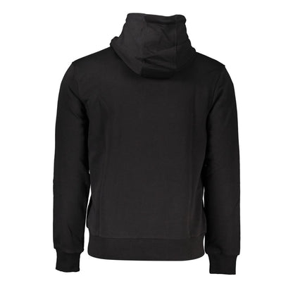 Hooded Sweatshirt Sweater by Cavalli Class for men in denim cotton black showcases a discreet silhouette, finished with a discreet and for a discreet look.