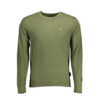 Sweater by Napapijri for men in cotton green showcases a downtown chic silhouette, artfully finished with a downtown chic crew neckline and for a sophisticated, high-end look.