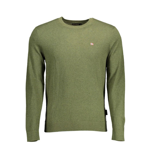 Sweater by Napapijri for men in cotton green showcases a downtown chic silhouette, artfully finished with a downtown chic crew neckline and for a sophisticated, high-end look.
