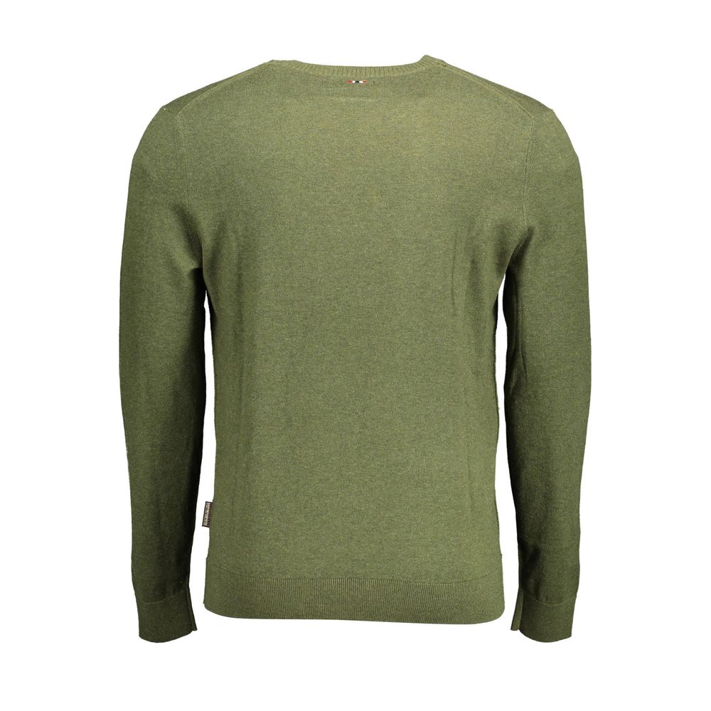 Sweater by Napapijri for men in cotton green features an tactile silhouette, showcasing a sophisticated and tactile for a refined finish.