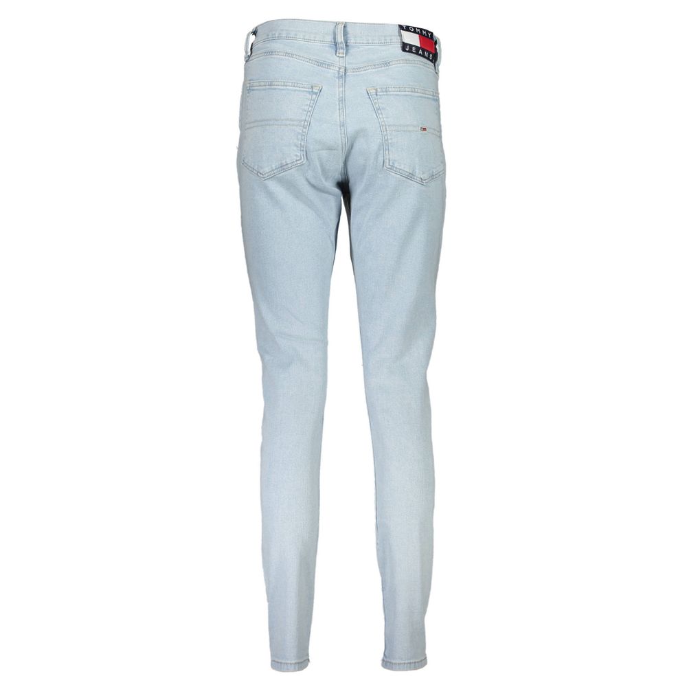 Pants by Tommy Hilfiger for women in stretch cotton light-blue features an understated silhouette, showcasing a sophisticated and long with a refined for an understated, polished aesthetic.