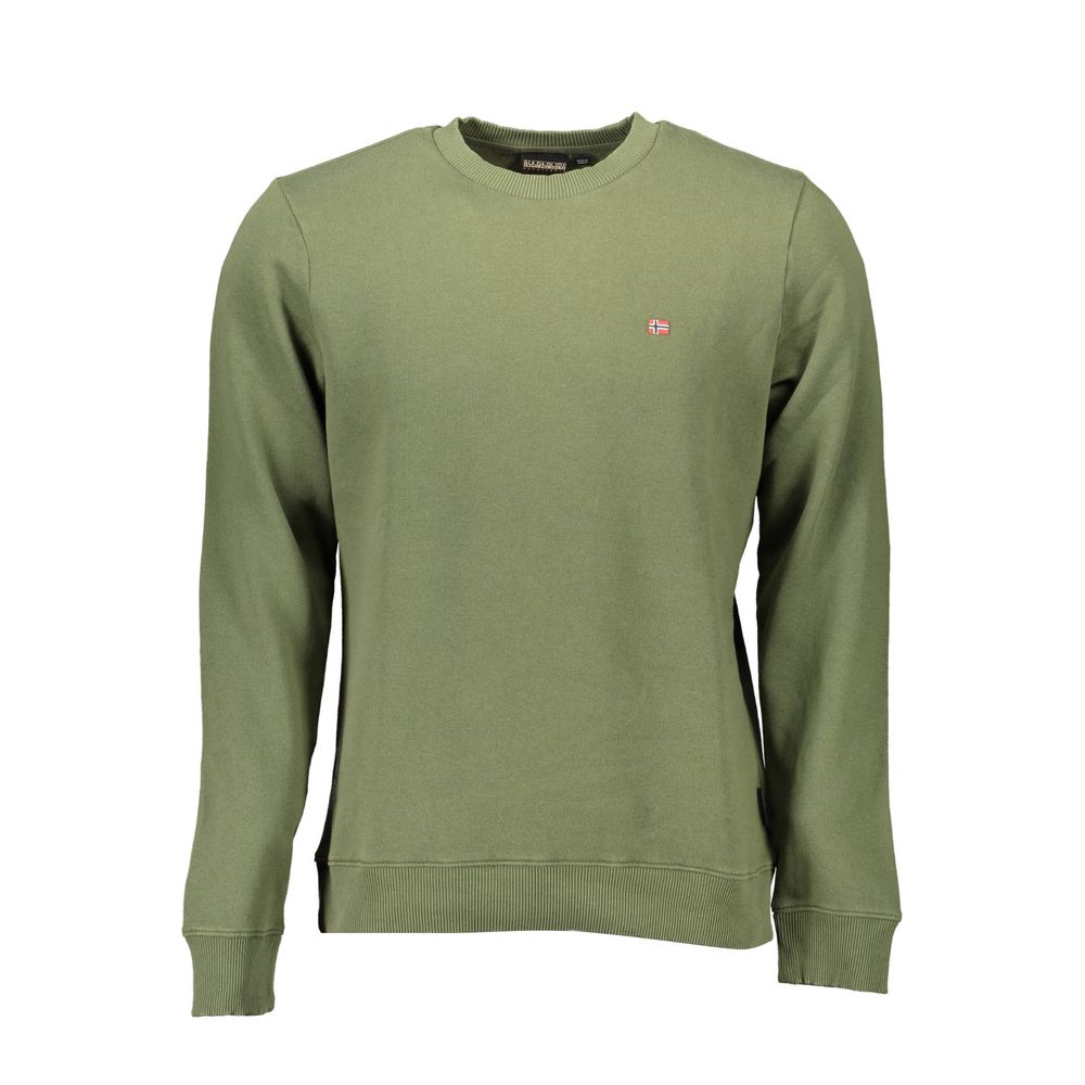 Sweatshirt by Napapijri for men in cotton polyester green features an provocated silhouette, detailed with a provocated long-sleeve and a refined crew neckline for a sophisticated aesthetic.