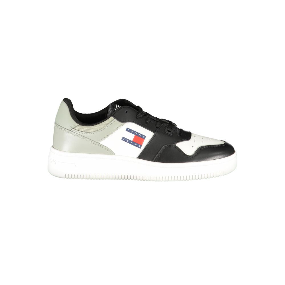 Athletic Sneakers by Tommy Hilfiger for men in polyester polyurethane leather black presents a sleek silhouette, perfectly capturing the athletic style essence of Men's Athletic Polyester Polyurethane Leather Sneakers with its sleek design and premium finish.