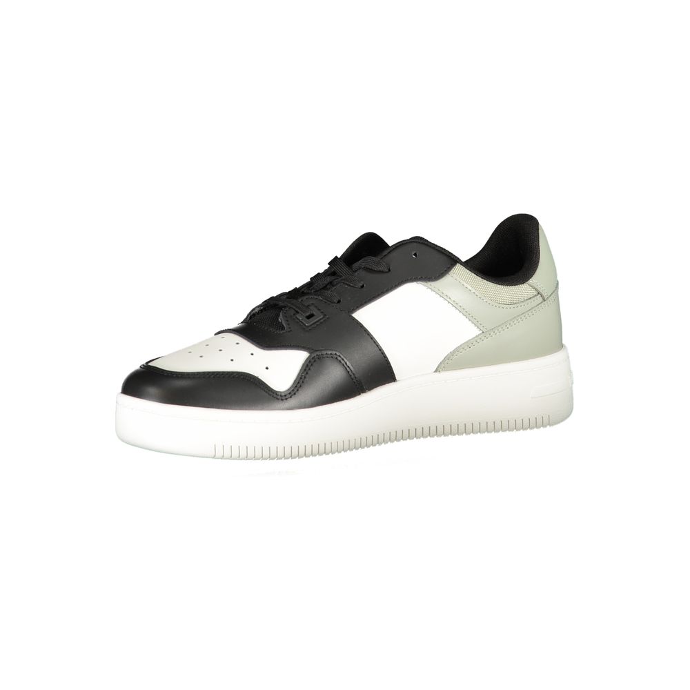 Athletic Sneakers by Tommy Hilfiger for men in polyester polyurethane leather black features an architectural silhouette from the Men's Athletic Polyester Polyurethane Leather Sneakers collection, showcasing a architectural athletic style for a architectural look.