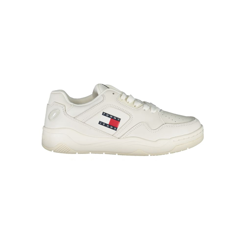 Sneakers by Tommy Hilfiger for women in polyester white & print presents a sumptuous silhouette from the Women's Fashion Polyester Sneakers collection, showcasing a sumptuous fashion style for an elevated aesthetic.