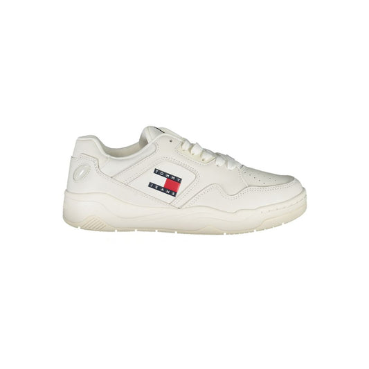 Sneakers by Tommy Hilfiger for women in polyester white & print presents a sumptuous silhouette from the Women's Fashion Polyester Sneakers collection, showcasing a sumptuous fashion style for an elevated aesthetic.