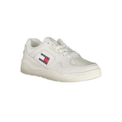 Sneakers by Tommy Hilfiger for women in polyester white & print features an opulent silhouette from the Women's Fashion Polyester Sneakers collection, showcasing a signature fashion style with an opulent finish.