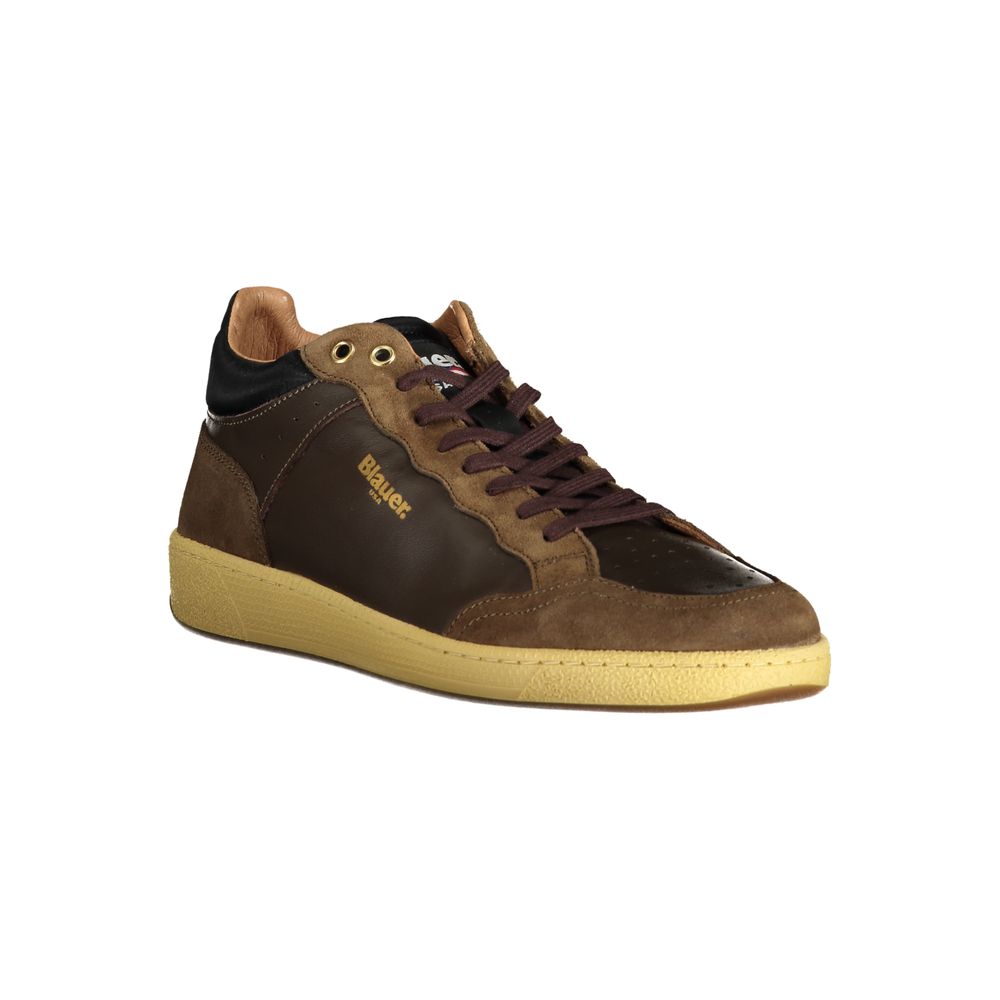 Sneakers by Blauer for men in polyester polyethylene leather brown features an opulent silhouette from the Men's Casual Polyester Polyethylene Leather Sneakers collection, showcasing a signature casual style with an opulent finish.