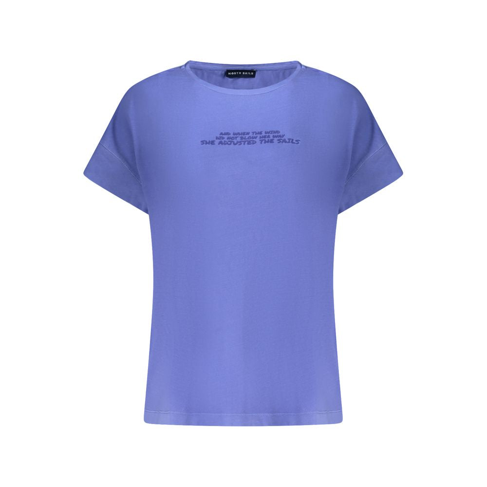T-Shirt by North Sails for women in cotton blue & print showcases a unassuming silhouette, artfully detailed with a refined wide-neck neckline and unassuming short-sleeve for a sophisticated, contemporary look.