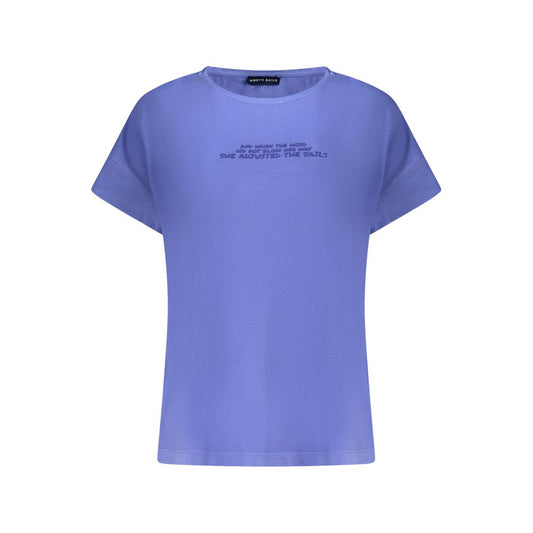 T-Shirt by North Sails for women in cotton blue & print showcases a unassuming silhouette, artfully detailed with a refined wide-neck neckline and unassuming short-sleeve for a sophisticated, contemporary look.