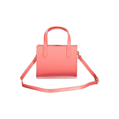 Handbag by Mario Valentino for women in polyethylene pink features an refined silhouette, showcasing a secure zipper, ample internal-pockets, and versatile adjustable-strap & handle for a sophisticated refined aesthetic.