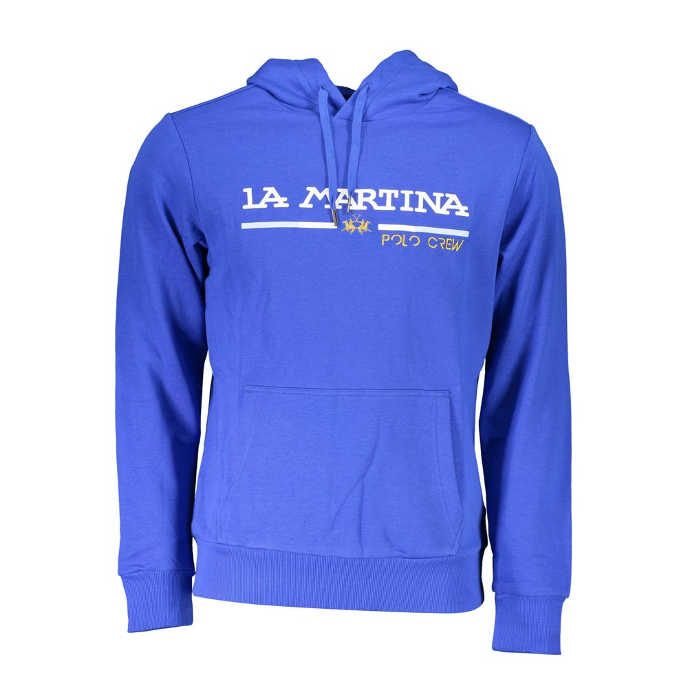 Hooded Sweatshirt Hoodie by La Martina for men in cotton polyester blue features a slouchy chic silhouette, detailed with a slouchy chic and a signature hooded neckline for an elevated aesthetic.