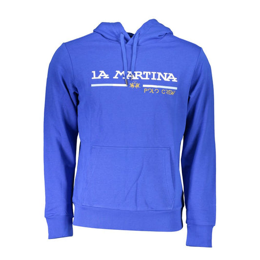 Hooded Sweatshirt Hoodie by La Martina for men in cotton polyester blue features a slouchy chic silhouette, detailed with a slouchy chic and a signature hooded neckline for an elevated aesthetic.
