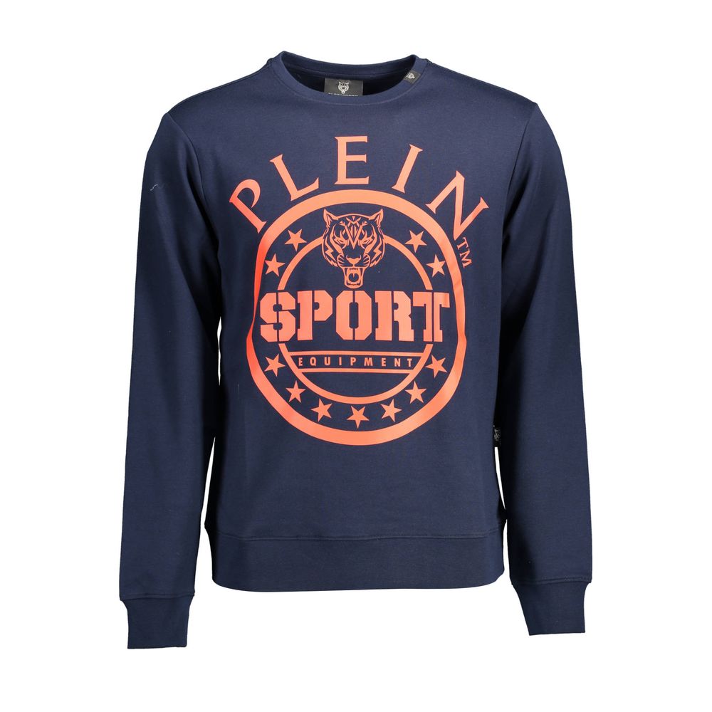 Sweatshirt by Plein Sport for men in cotton polyester blue & print features an exquisite silhouette, showcasing and crew neckline details for a exquisite look.