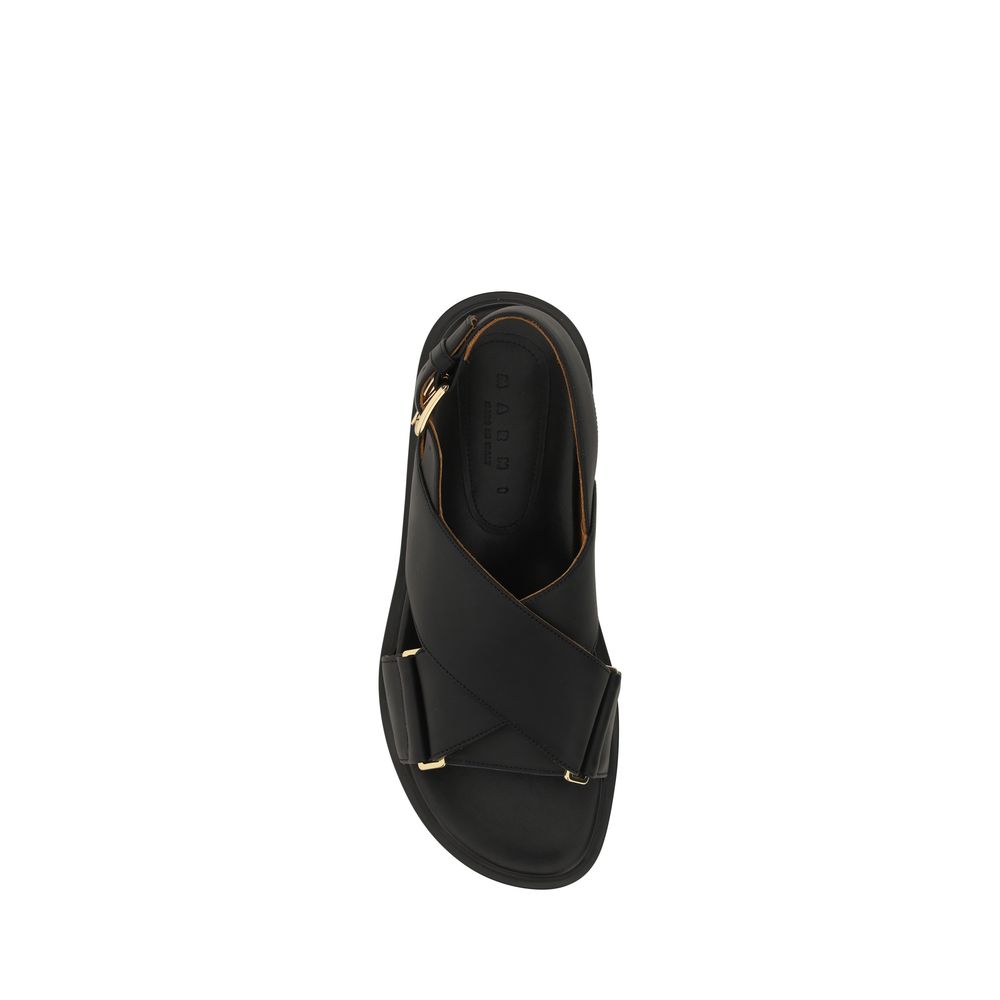 Ankle Strap Sandals by Marni for women in bos taurus calf leather black features an exquisite silhouette, showcasing the exquisite Women's Bos Taurus Calf Leather Ankle Strap Sandals with a and open toe style.