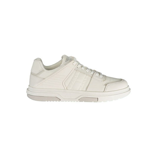 Sneakers by Tommy Hilfiger for men in polyester polyethylene leather white presents a sumptuous silhouette from the Men's Fashion Polyester Polyethylene Leather Sneakers collection, showcasing a sumptuous fashion style for an elevated aesthetic.