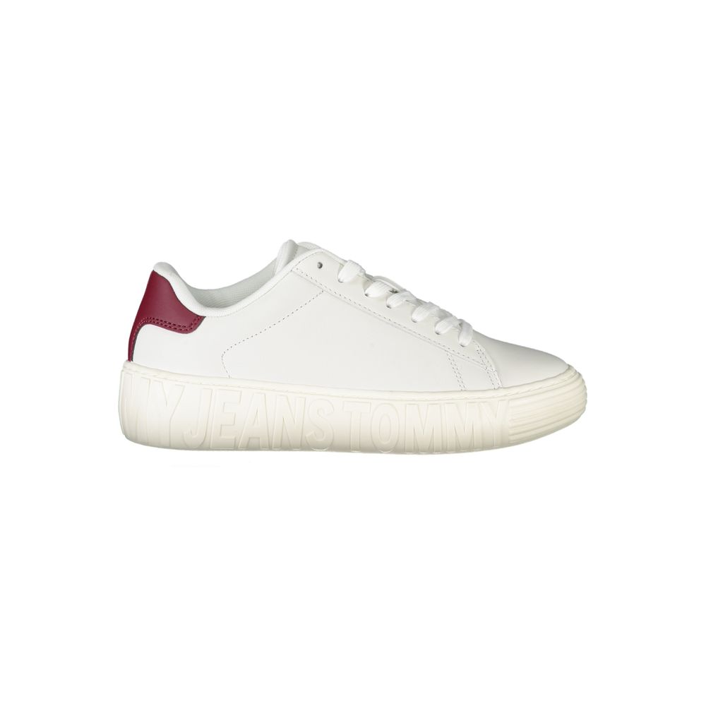 Sneakers by Tommy Hilfiger for women in polyester polyethylene leather white presents a sumptuous silhouette from the Women's Casual Polyester Polyethylene Leather Sneakers collection, showcasing a sumptuous casual style for an elevated aesthetic.