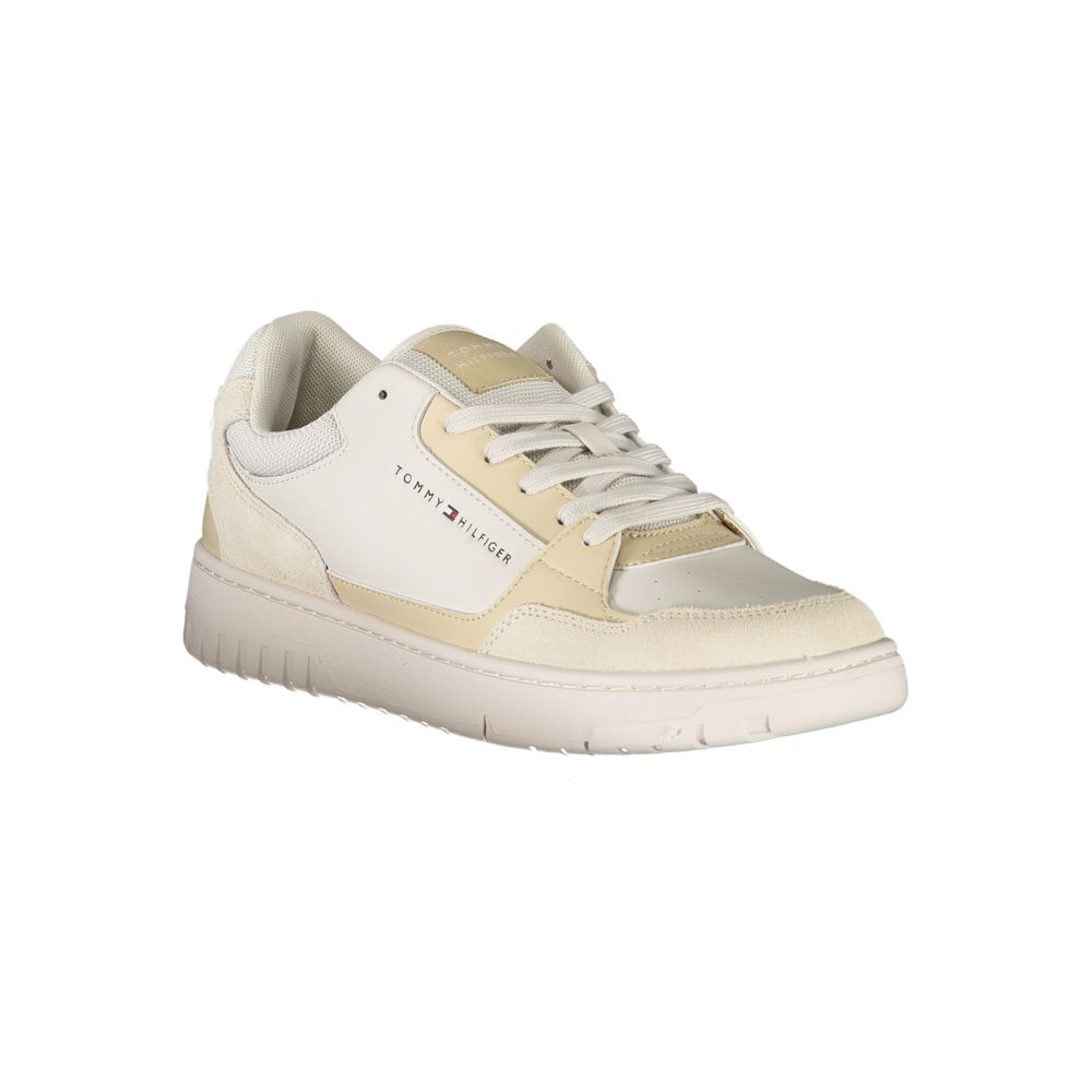 Athletic Sneakers by Tommy Hilfiger for men in polyester polyethylene leather beige & print showcases an impeccable silhouette, defined by an impeccable athletic style design that perfectly captures the essence of the Men's Athletic Polyester Polyethylene Leather Sneakers.