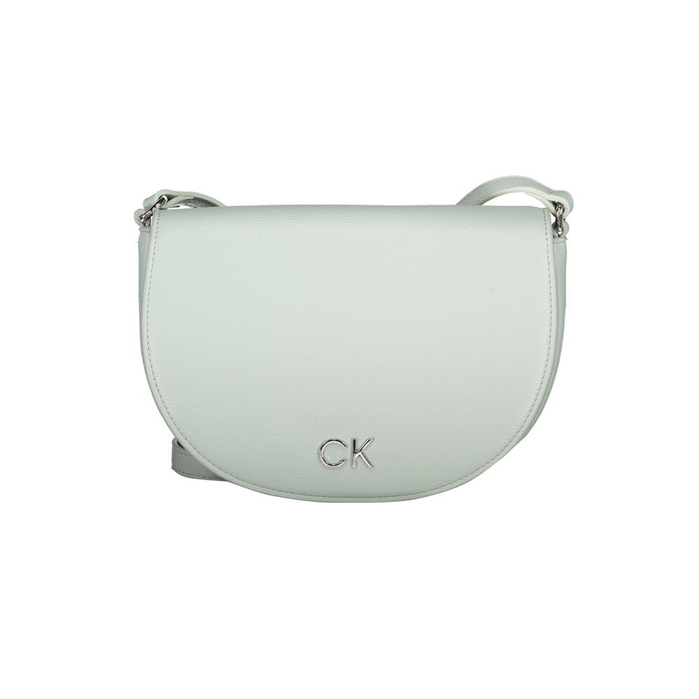 Small Crossbody Handbag by Calvin Klein for women in polyethylene faux leather light-blue features a signature silhouette, showcasing a secure magnetic and signature cardholder with versatile crossbody-strap & adjustable-strap for a sophisticated look.