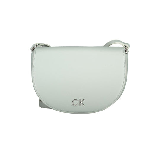 Small Crossbody Handbag by Calvin Klein for women in polyethylene faux leather light-blue features a signature silhouette, showcasing a secure magnetic and signature cardholder with versatile crossbody-strap & adjustable-strap for a sophisticated look.