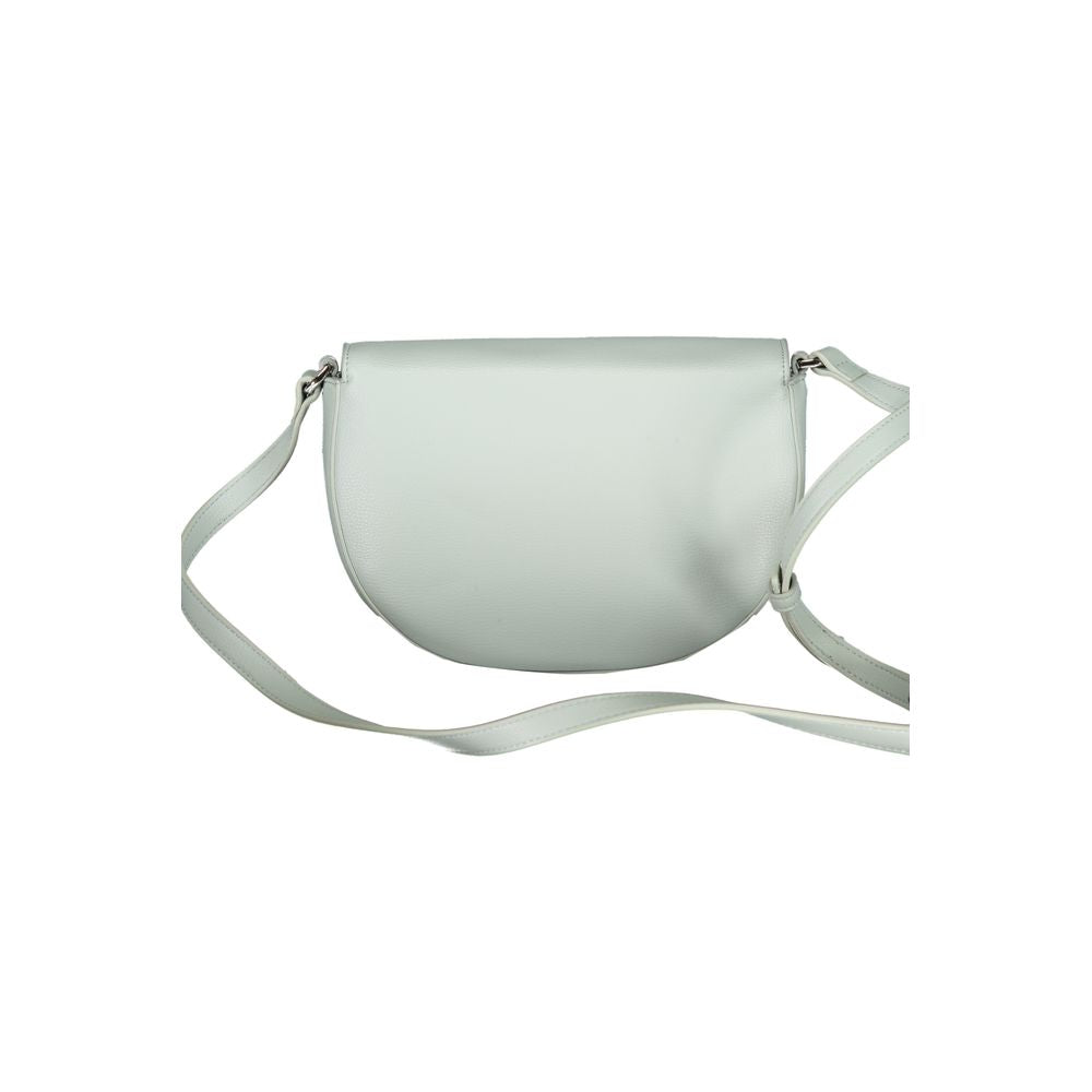This Small Crossbody Handbag by Calvin Klein for women in polyethylene faux leather and light-blue presents a sculptural silhouette featuring a secure magnetic, ample cardholder, and versatile crossbody-strap & adjustable-strap for a sculptural finish.